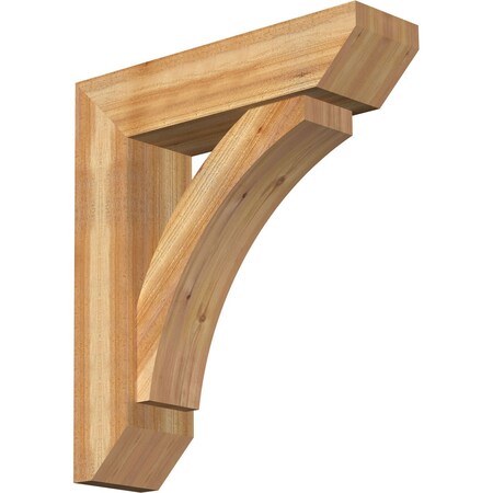 Ekena Millwork Thorton Slat Rough Sawn Bracket w/ Offset Brace, Western Red Cedar, 8"W x 30"D x 34"H BKT0806X30X34THR06RWR